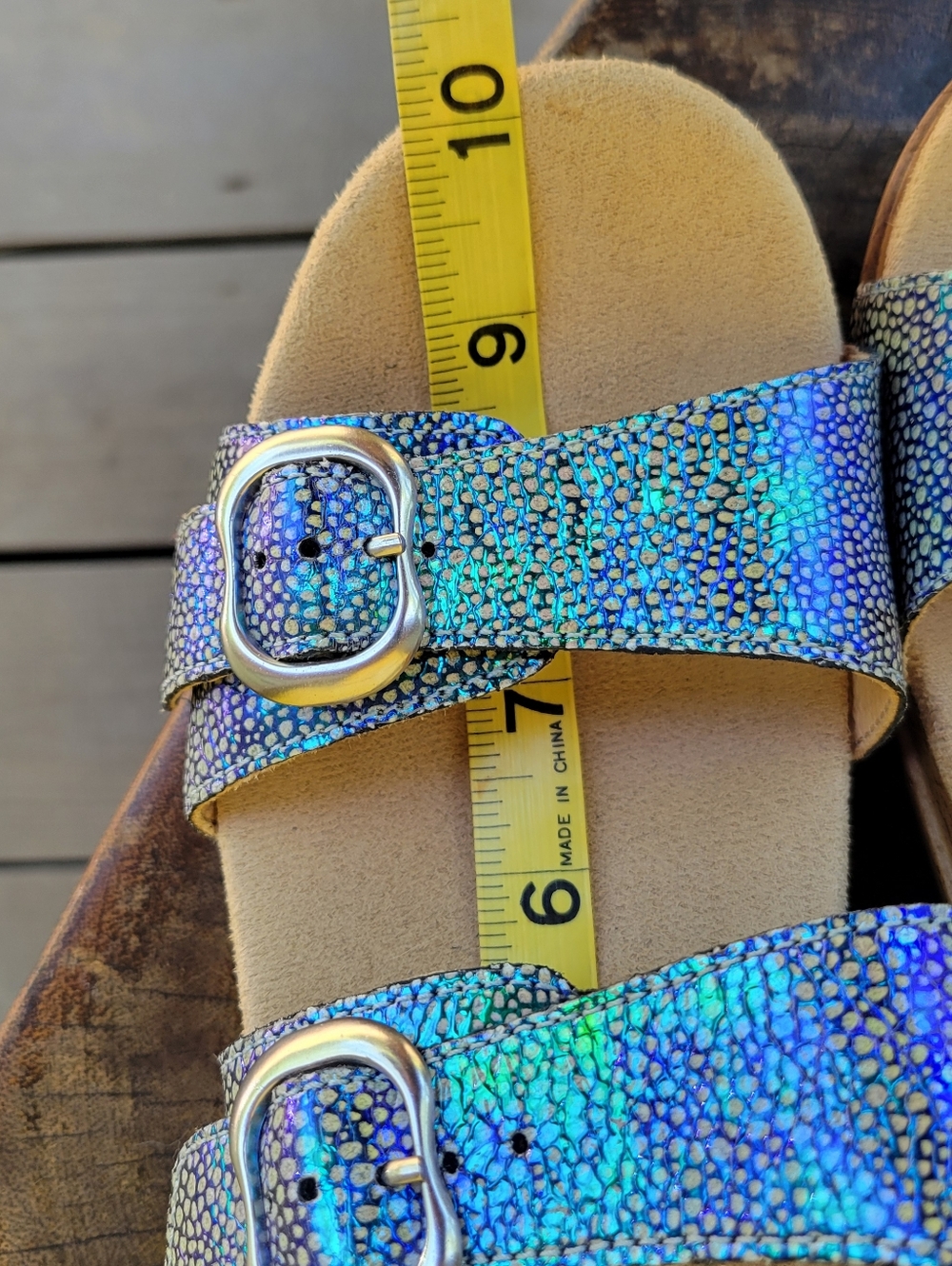 Dansko Sophie Iridescent Blue Leather Platform Slide Sandals EU 40 - Picture 7 of 13